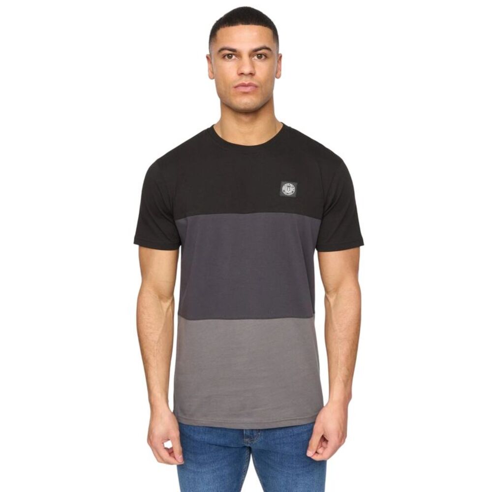 Henleys Mens Henpanel Colour Block Cotton T-Shirt / Black